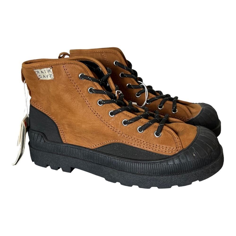 Zara The Rain Day Lug Sole High Top Leather  Sneaker Boots Size 38 EU